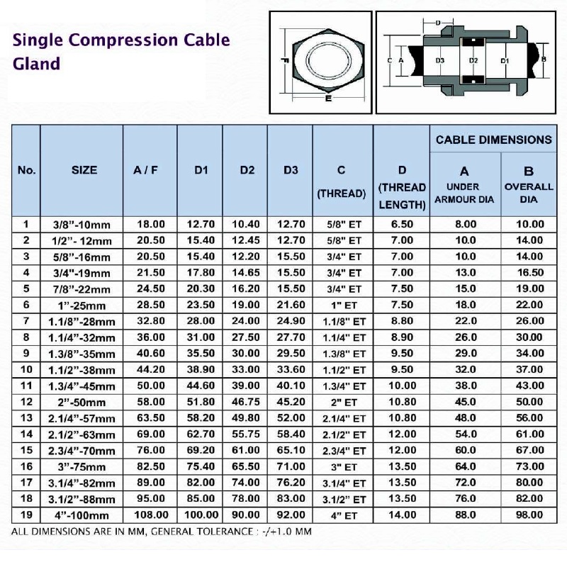 SECURE 10 mm (3/8") Single Compression Cable Gland - SC38