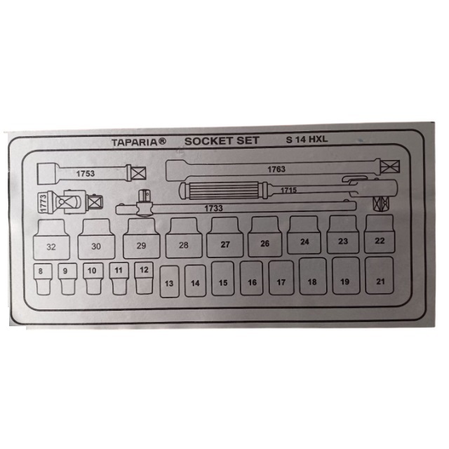 TAPARIA 1/2" (12.7 mm) Square Drive Socket Set (22 Sockets + 5 Accessories) - CS14HXL