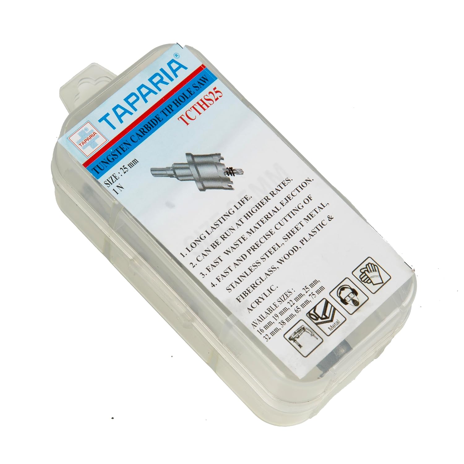 TAPARIA 25 mm Ø Tungsten Carbide Tip Hole Saw Cutter - TCTHS25