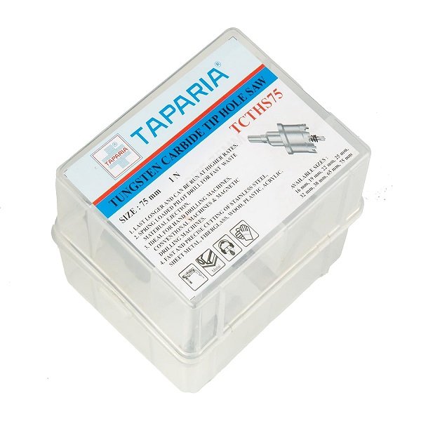 TAPARIA 75 mm Ø Tungsten Carbide Tip Hole Saw Cutter - TCTHS75