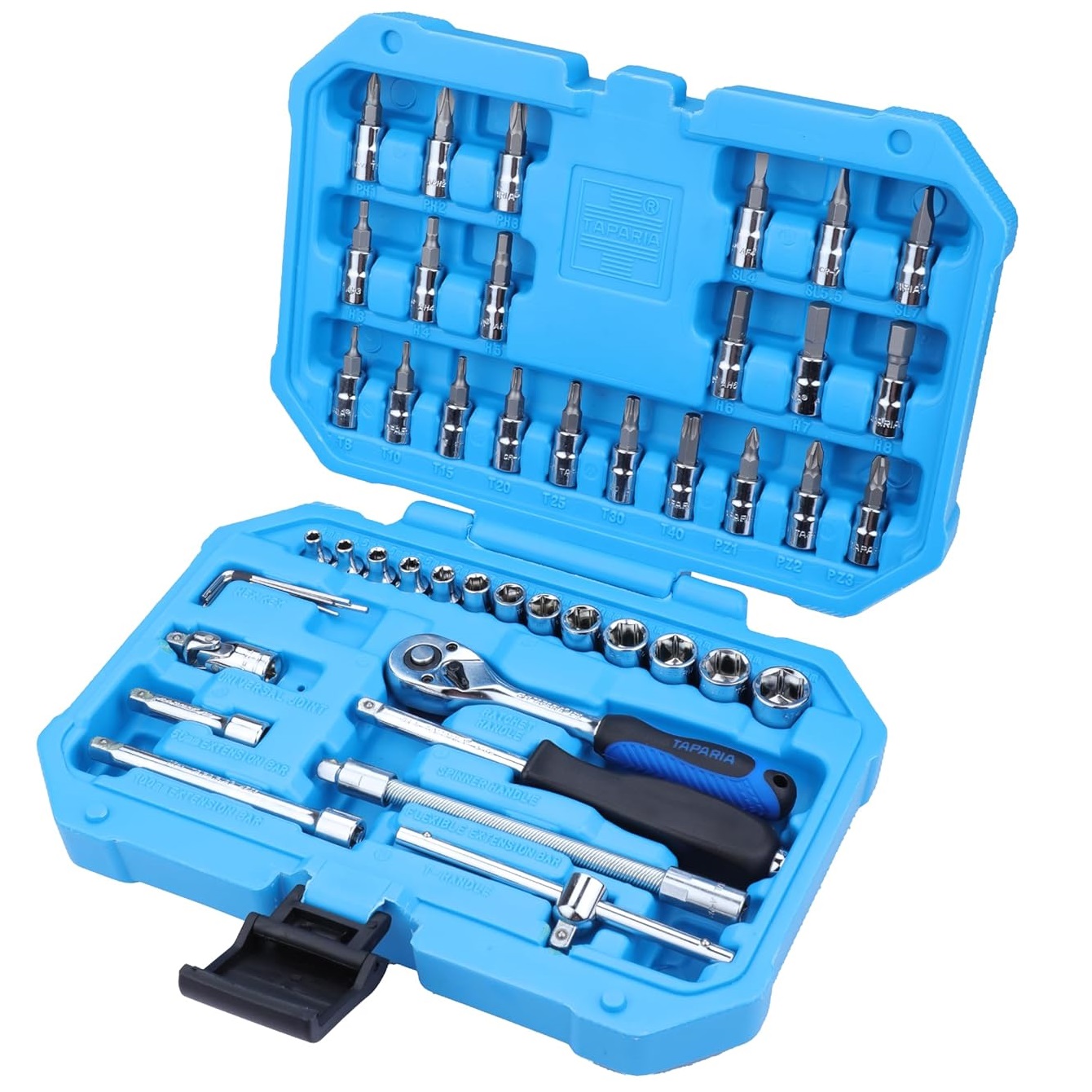 TAPARIA 1/4" (6.3 mm) Square Drive Socket Set (46 Pcs.) - SA46