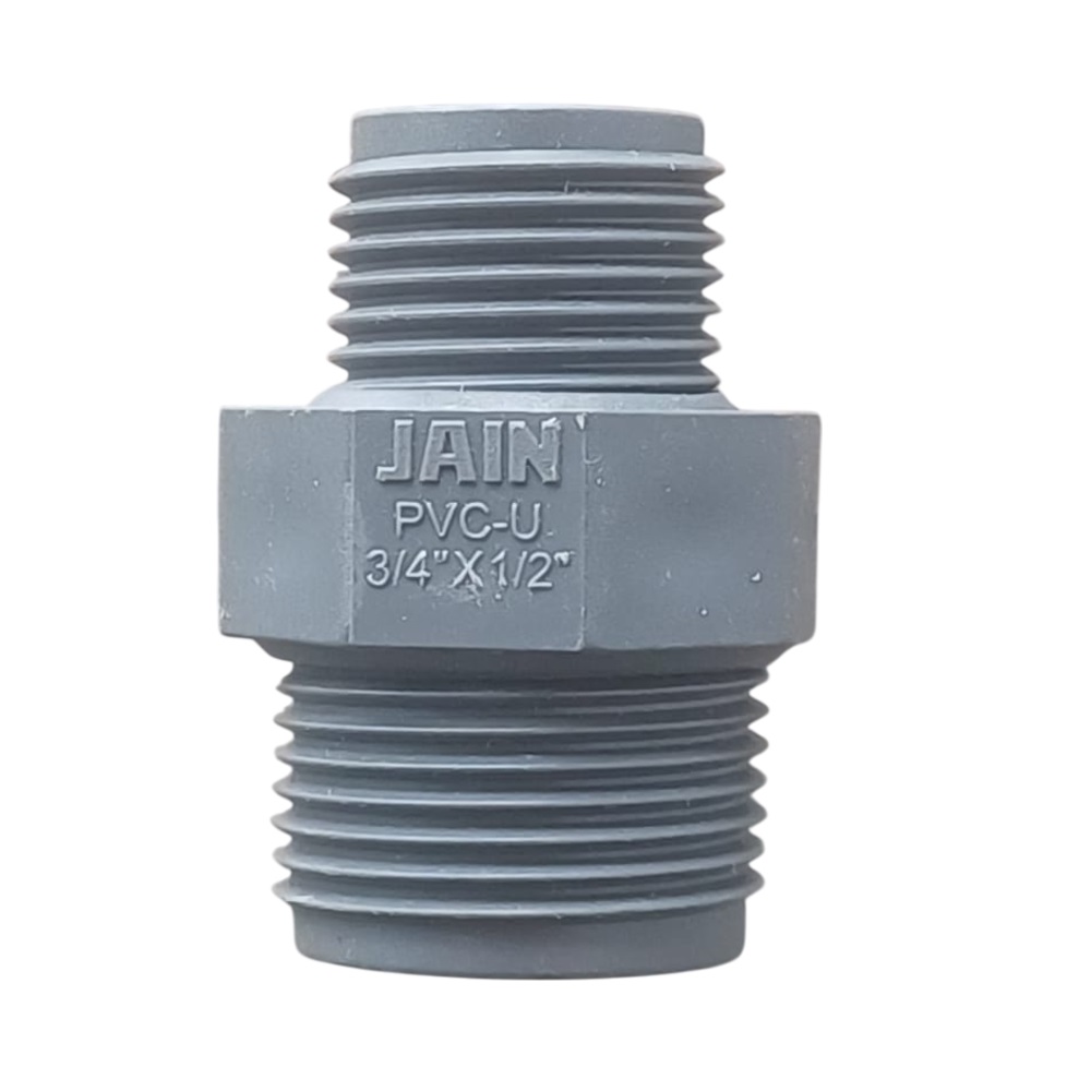 Jain PRN034012BSP PVC Reducing Hex Nipple 3/4x1/2 inch 16kg/cm2